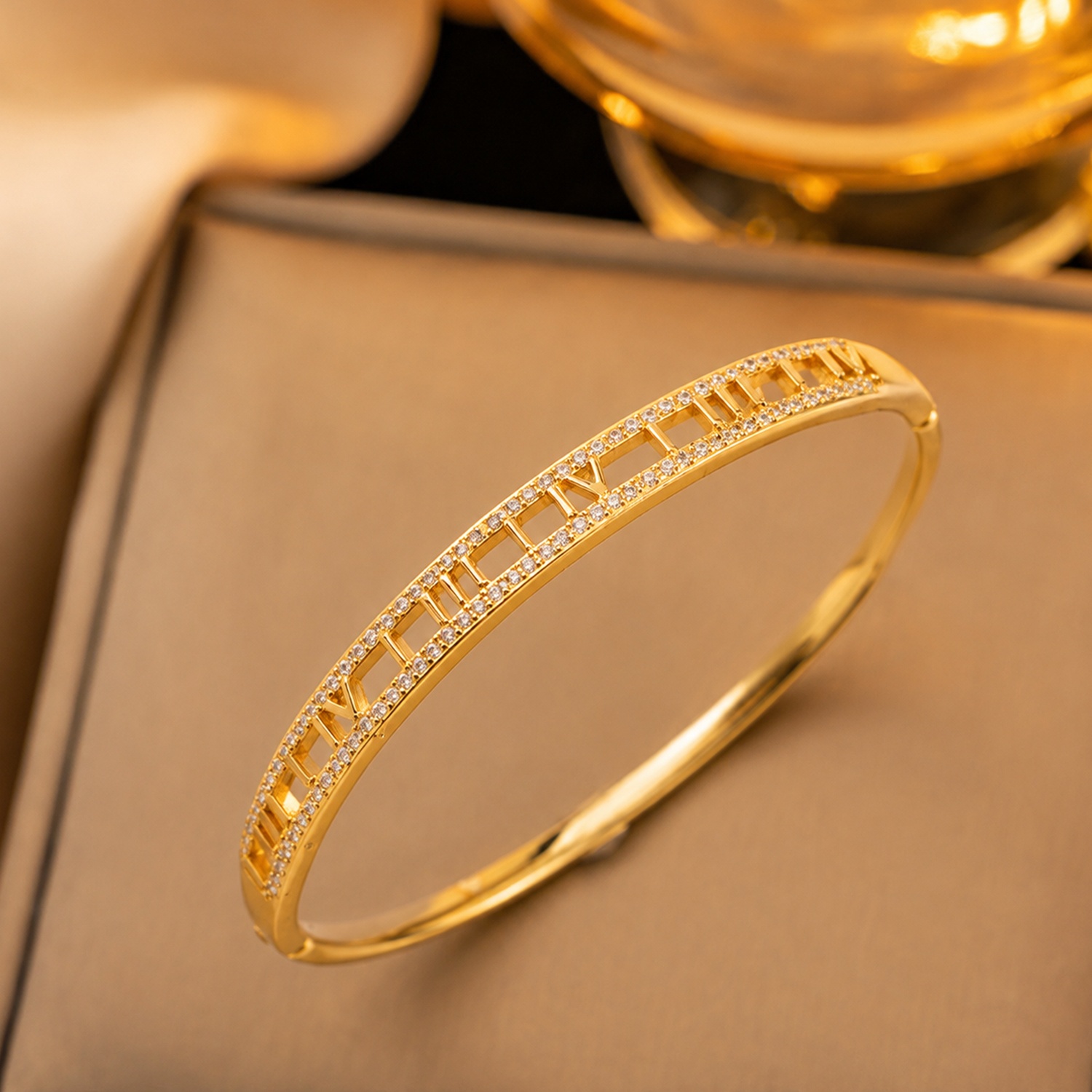 Women's Luxury Roman Numeral Bangle, Elegant Gift